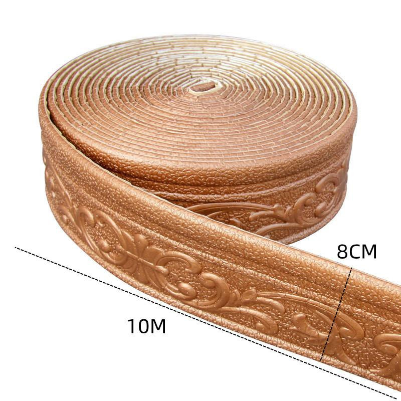 Molly Show Selbstklebende 3D-Wandverkleidungslinie als Sockelleiste, wasserdichter Tapetenaufkleber für die Heimdekoration, Schwarz, Breite: 8 cm, Länge: 10 m - Bild 1