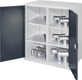 Kappes Schwerlastbeistellschrank Mod. 75 in Grau mit Doppelwandtüren, 4 Fachböden und Schloss, B/T/H: 60 x 60 x 111 cm - Bild 1