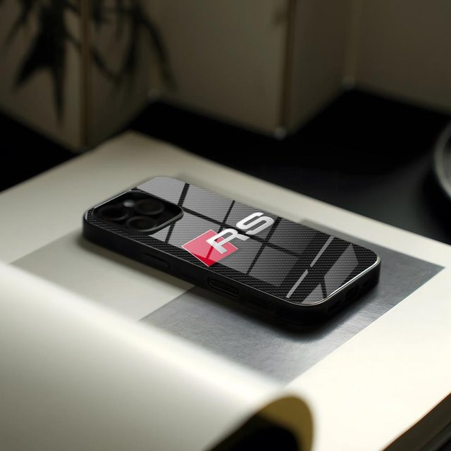 Rastar Handyhülle aus Glas mit Audi-Sportwagen Design in Schwarz für iPhone und Samsung Modelle - Bild 1