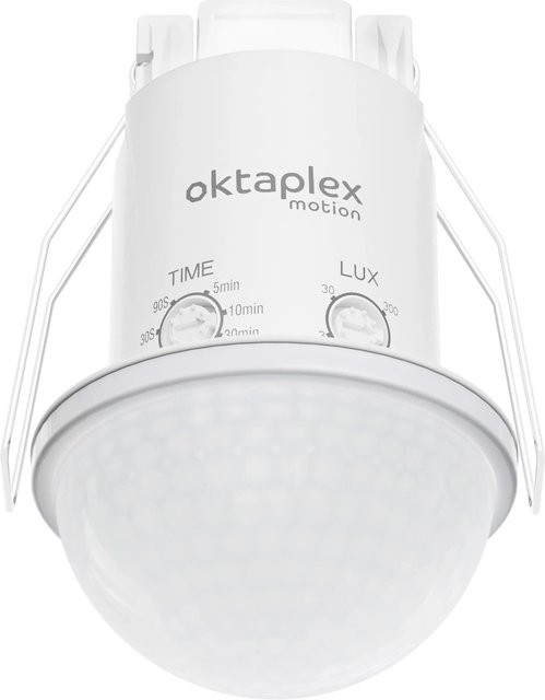 Oktaplex Kim Einbau Deckenbewegungsmelder mit 360 Grad PIR-Sensor, IP54, Weiß - Bild 1