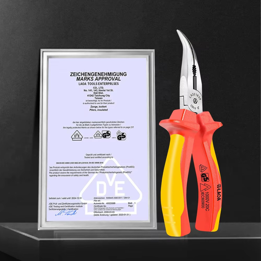 LAOA Gebogene Spitzzange in Rot für Elektriker und DIY-Reparaturen - Bild 3