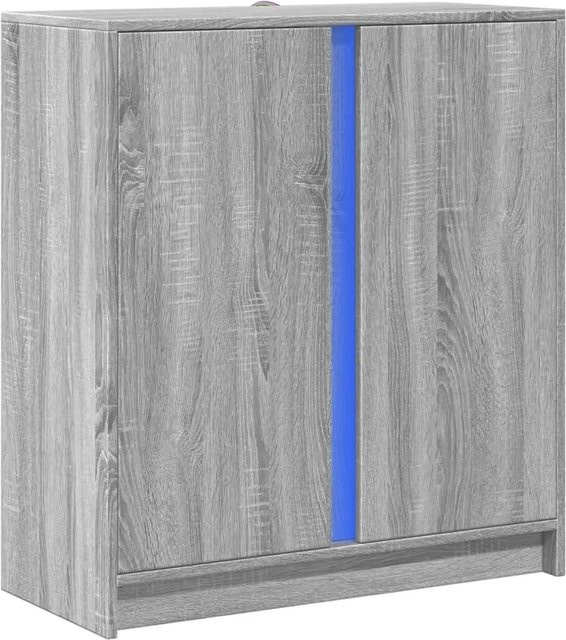 vidaXL LED-Sideboard modern in Grau Sonoma aus Holzwerkstoff und Glas, B/T/H: 77 x 34 x 85 cm - Bild 1