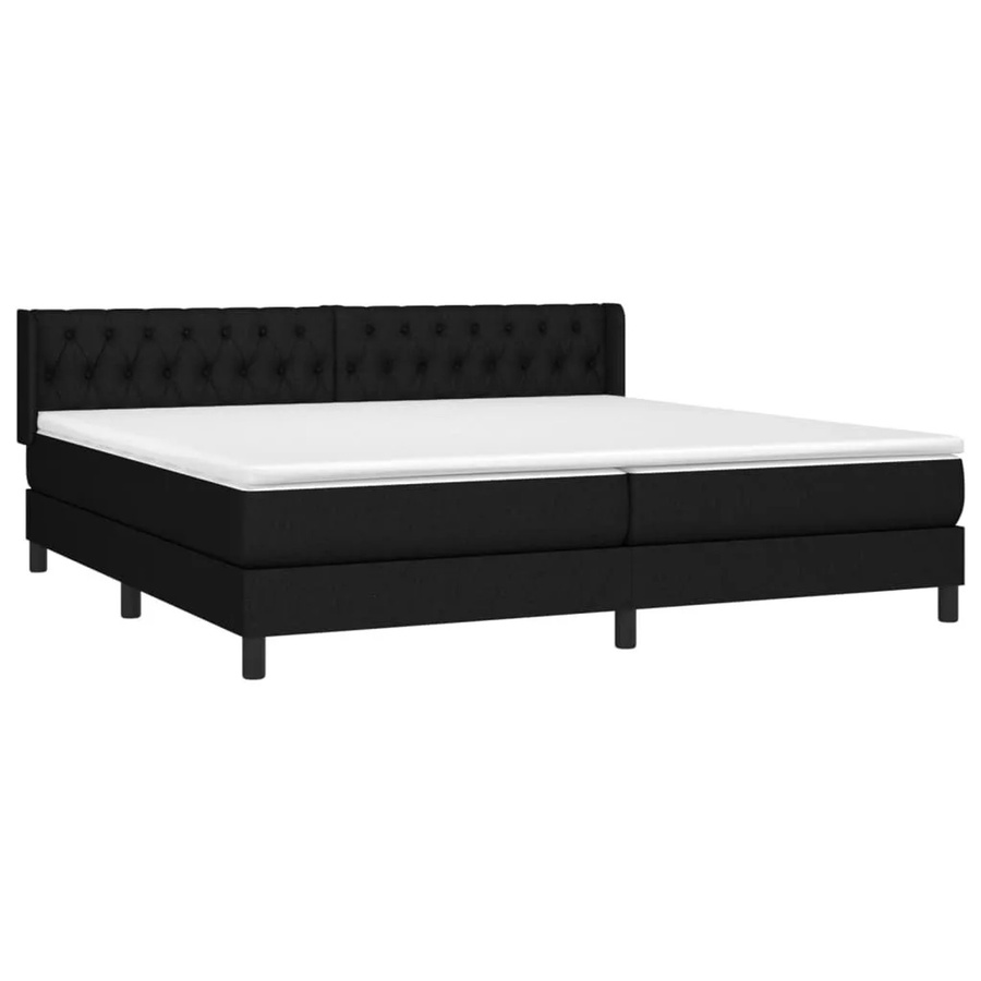 vidaXL Boxspringbett mit Matratze Schwarz, Hybrid-Bett mit Taschenfederkern aus Stoff und Lärchenholz, B/T/H: 200 x 200 x 78 cm - Bild 2