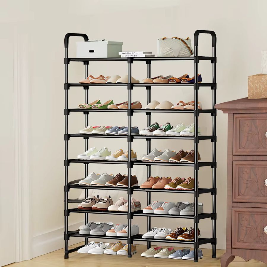LONENESSL Mehrstöckiges Metall-Schuhregal als platzsparender Schuh-Organizer in Schwarz - Bild 6