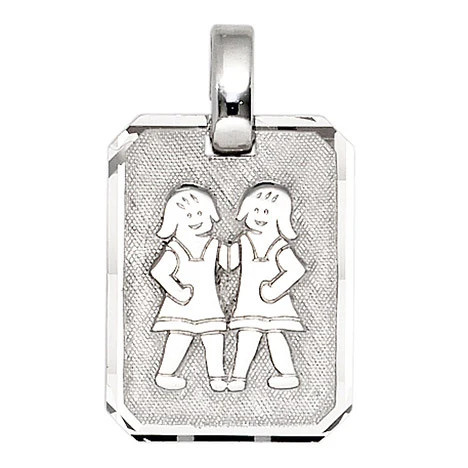 Colfem Anhänger Sternzeichen Zwilling, 925 Sterling Silber, matt, Unisex - Bild 1
