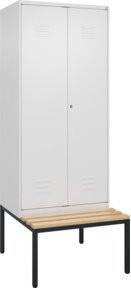C+P PSA Doppel-Spind Classic PLUS Sitzbank mit 2 Abteilen, Buche-Hartholz und Zylinderschloss, B/T/H: 212 x 80 x 81,5 cm - Bild 1
