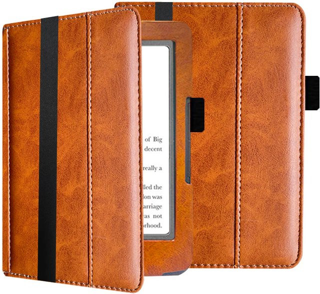 Lederne Schutzhülle für InkBOOK Calypso Plus, Prime und Classic 2 eReader Book Cover in Braun - Bild 1
