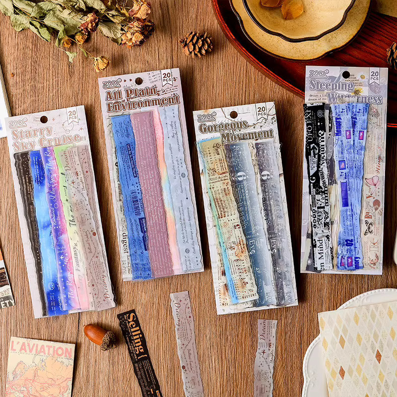 20 Stück Vintage Streifen Aufkleber in Multicolour für Scrapbooking und Tagebuch Dekoration - Bild 1