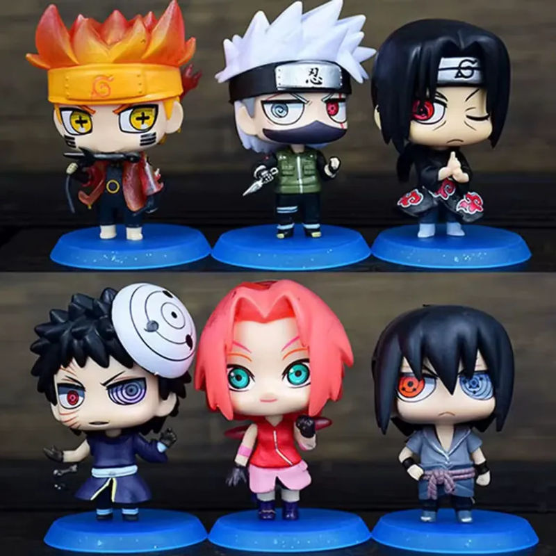 6-teiliges Bandai Naruto Actionfiguren-Set mit Sasuke, Kakashi und weiteren Charakteren, mehrfarbige Kunststoff-Dekorationsfiguren für Fans - Bild 2