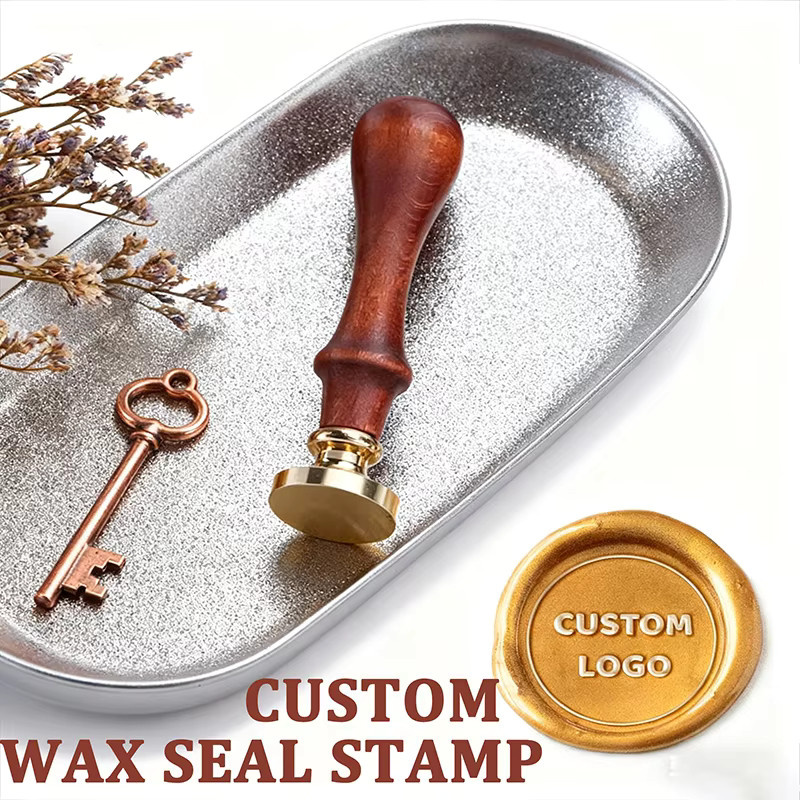 Personalisierter Wachssiegel-Stempel mit Elch-Schlitten-Muster in Gold für DIY-Weihnachtseinladungen und Dekorationen - Bild 1
