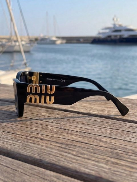 Miu Miu SMU09W Sonnenbrille, Cat-Eye, Vollrand, Acetat, Schwarz, Damen - Bild 1