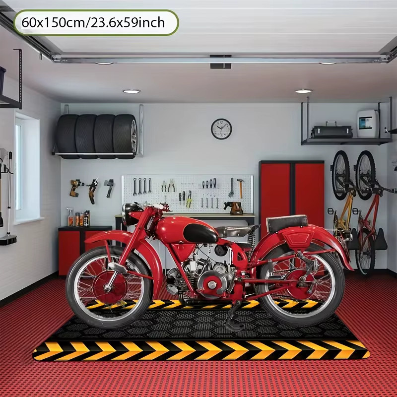 VIKAMA Langer Läufer-Teppich als rutschfeste Motorradmatte für Innen- und Außenbereich, geometrisches Design, B/T/H: 120 x 18 cm - Bild 5