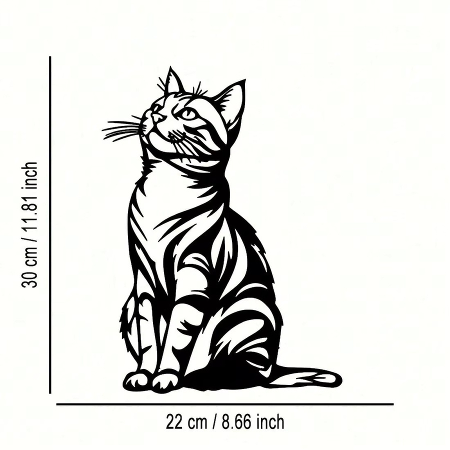 QIGUI Wandkunst Dekoration Katzen Silhouette aus Metall in Schwarz-Weiß für Innen und Außen - Bild 2