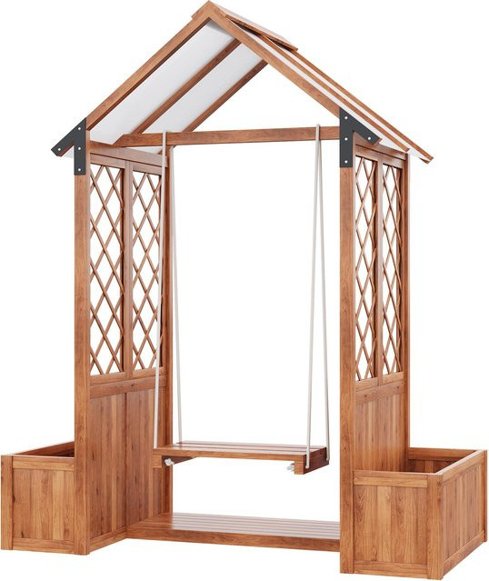 GL Store Pflanzkübel mit Spalier und Schaukel für Kletterpflanzen, Braun, B: 142 cm, T: 70 cm, H: 163 cm - Bild 1