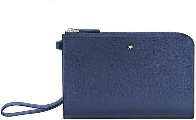 Montblanc Leder-Clutch, Blau, Herren - Bild 1