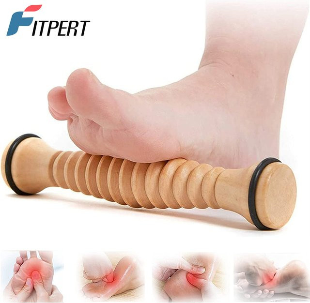 FITPERT Holz-Fußmassagegerät mit Akupressur zur Linderung von Plantarfasziitis und Fußgewölbeschmerzen, Braun - Bild 1