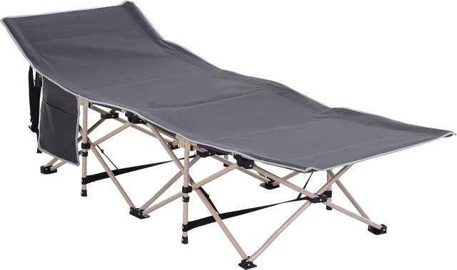 Outsunny Faltbares Campingbett mit Aufbewahrungstasche und Tragetasche, Grau, B/T/H: 68 x 190 x 52 cm - Bild 1