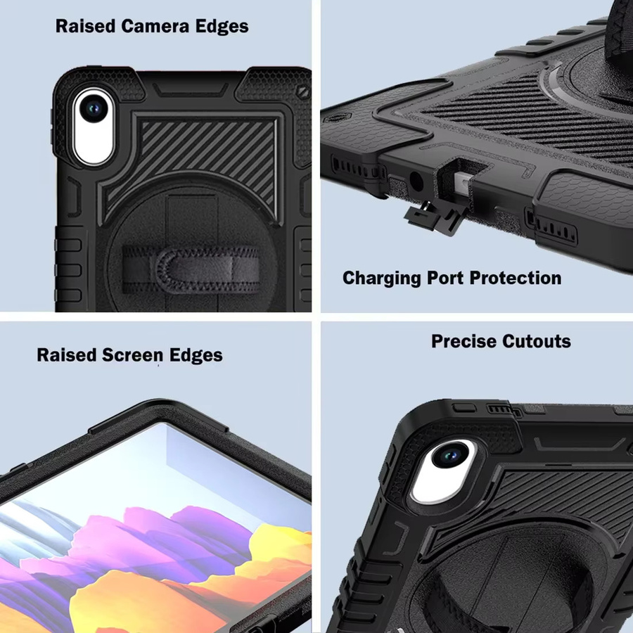 Xiaomi Schutzhülle für Pad6 7 Pro und Redmi Pad SE 11 10,6 Zoll mit Handschlaufe, Schultergurt und 360 Grad drehbarer Tablet-Abdeckung in Pink oder Black - Bild 5