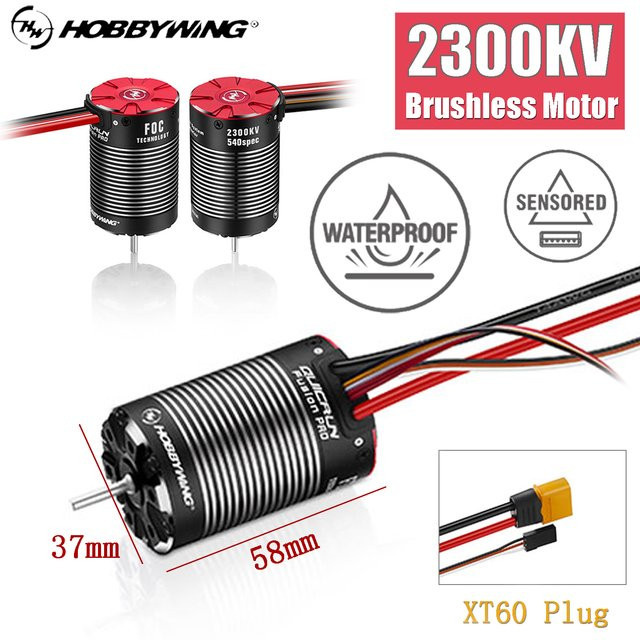 Hobbywing HW QuicRun Fusion Pro 2-in-1 540 2300KV 60A ESC, sensorgesteuerter wasserdichter Brushless Motor für 1/10 RC Crawler Modellauto - Bild 1