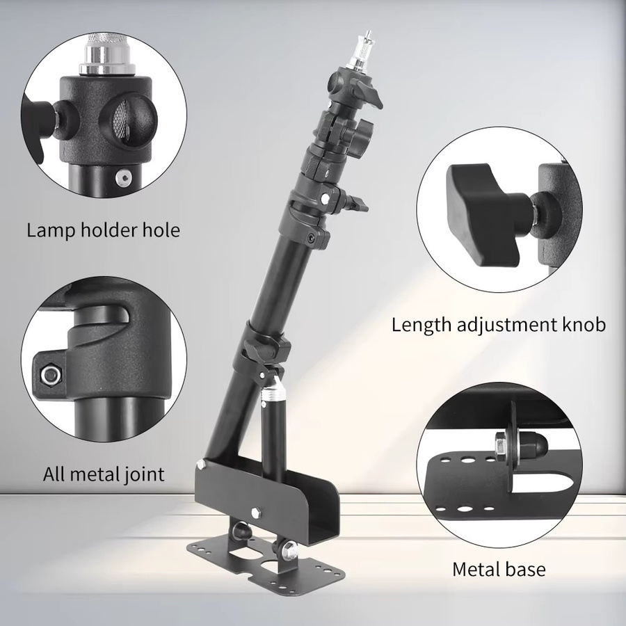 SH Wandmontierter Auslegearm für Fotostudio-Softboxen und Video-Ringlichter, Schwarz, Länge: 100 cm - Bild 2