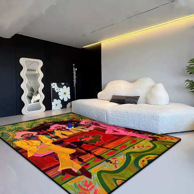 JGJG Pop-Art Teppich in abstrakter Dekoration, flauschiger Plüschteppich aus Polyester, rutschfest und waschbar, Mehrfarbig, Breite: 60 cm, Länge: 90 cm - Bild 1