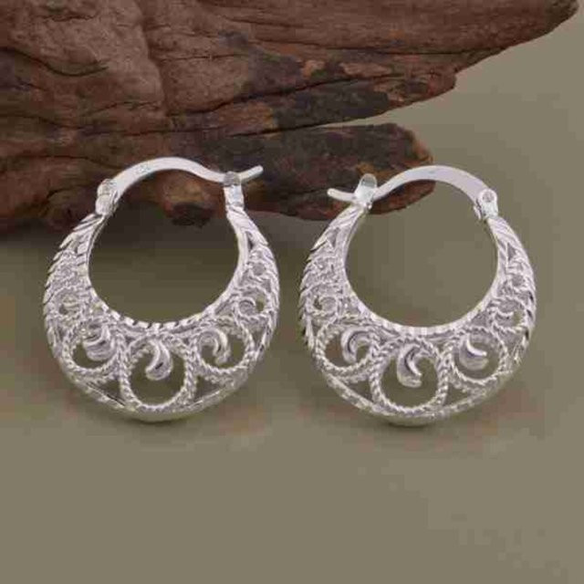 SAY Ohrringe 925 Silber, Gitterblumen-Design, Damen - Bild 1