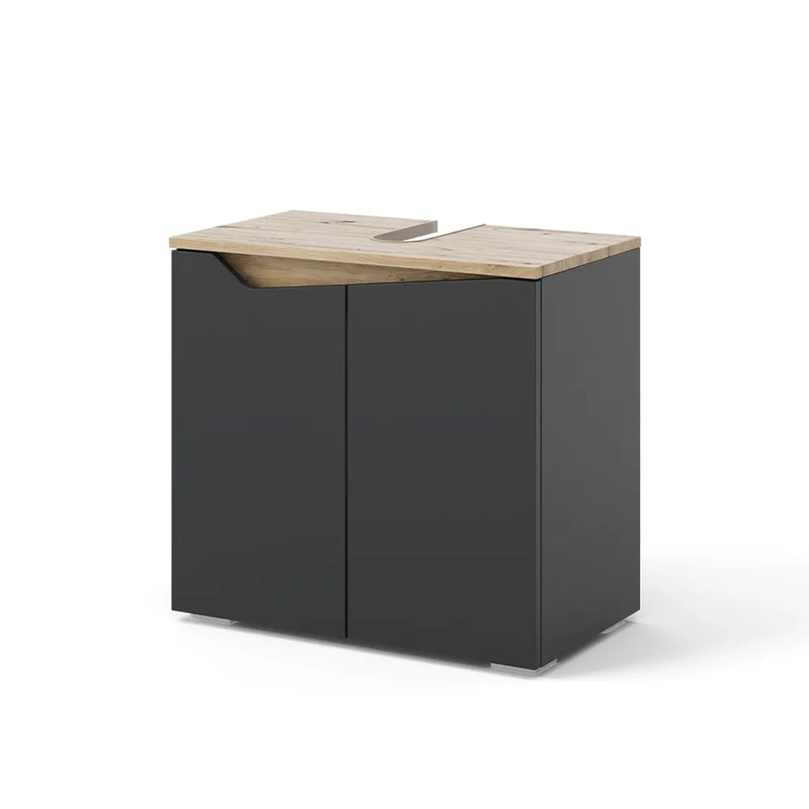 Vicco Waschbeckenunterschrank Marelle Anthrazit Eiche mit 2 Türen, B: 60 cm, T: 57,5 cm - Bild 3