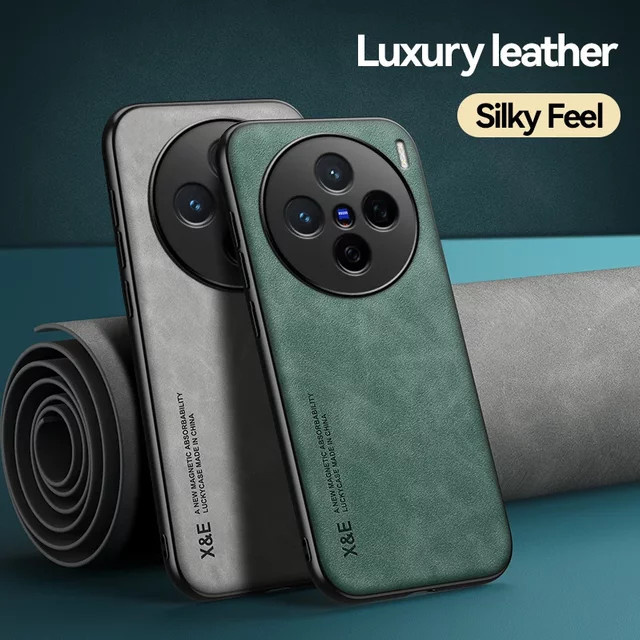 Stoßfeste Silikon-Leder Schutzhülle für VIVO X200 Pro, X200 Pro Mini und X200 in Grau - Bild 1