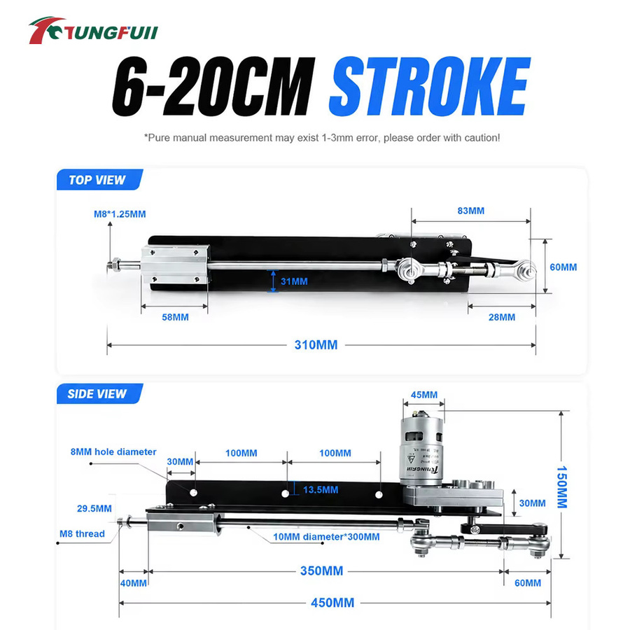 Tungfull 24V Linearbewegungssystem mit oszillierender Bewegung, einstellbarer Hub von 6-20 cm, Getriebemotor-Kit mit doppelt verstellbarem Montageständer - Bild 4