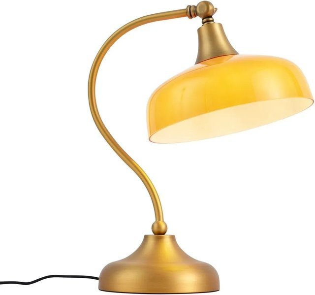 QAZQA Klassische Tischleuchte Clerk in Bronze mit orangefarbenem Opalglas und dimmbarer LED-E14-Fassung - Bild 1