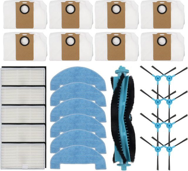 VIBRATITE Ersatzteil-Set für Ultenic T20 Pro und Honor S3 R3 Roboterstaubsauger mit Hauptbürste, Wischtuch, Filter, Staubbeutel und Seitenbürsten - Bild 1