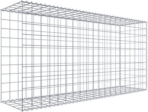 Gabiona Gabione Anbaukorb aus Stahl in Silbergrau, B/H/T: 100 x 200 x 50 cm - Bild 1