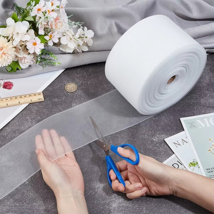 54,6 Yards weißes Buckram-Einnähband, 10,16 cm breit, durchscheinendes Übungsband zum Einnähen von Stoffen für das Nähen zu Hause - Bild 3