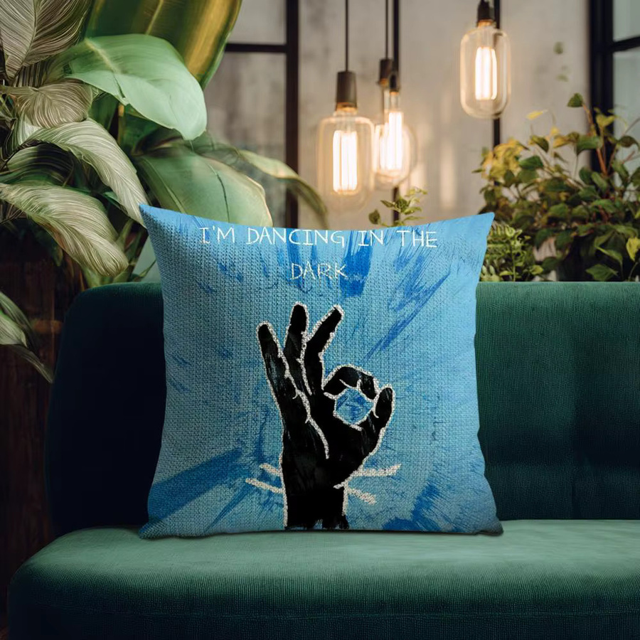 Ed Singer S-Sheeran Kissenbezug aus Bio-Leinen mit grafischem Doppelseitendruck, quadratisch, B/B: 30 x 30 cm, Blau/Schwarz - Bild 2