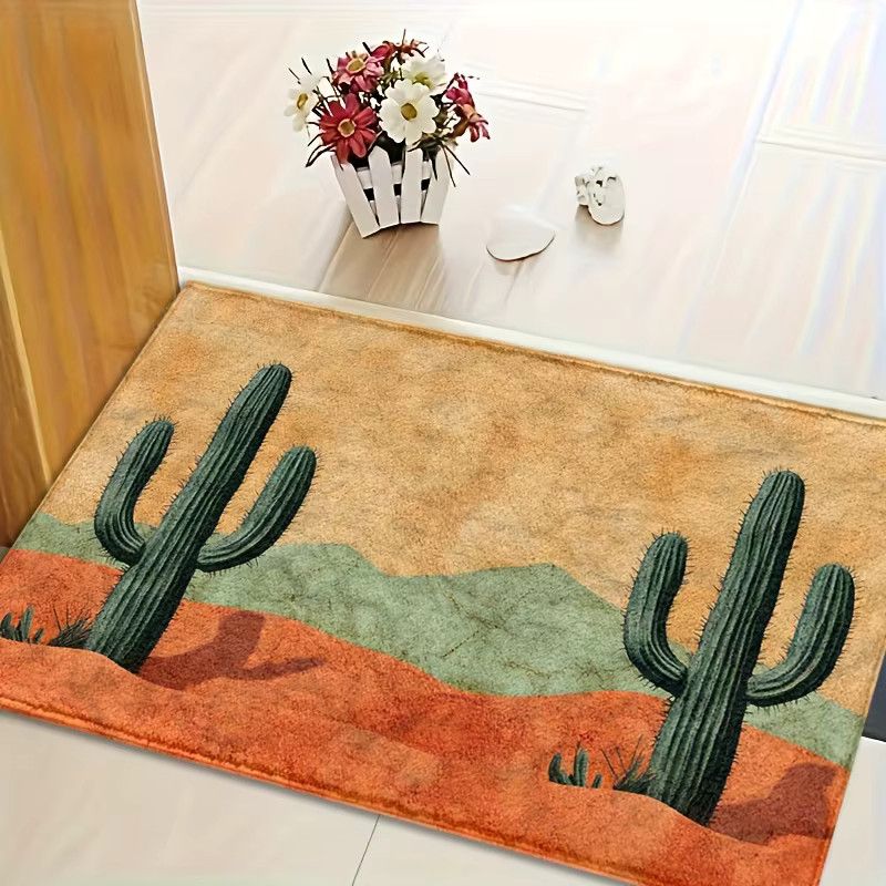 VIKAMA Teppich Orange Desert Cactus als Fußmatte oder Wohnzimmerteppich für dein Zuhause - Bild 2