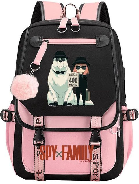 3-teiliges Schulrucksack-Set für Schüler in Pink aus Oxford-Stoff mit Federmäppchen und Schultergurt - Bild 1