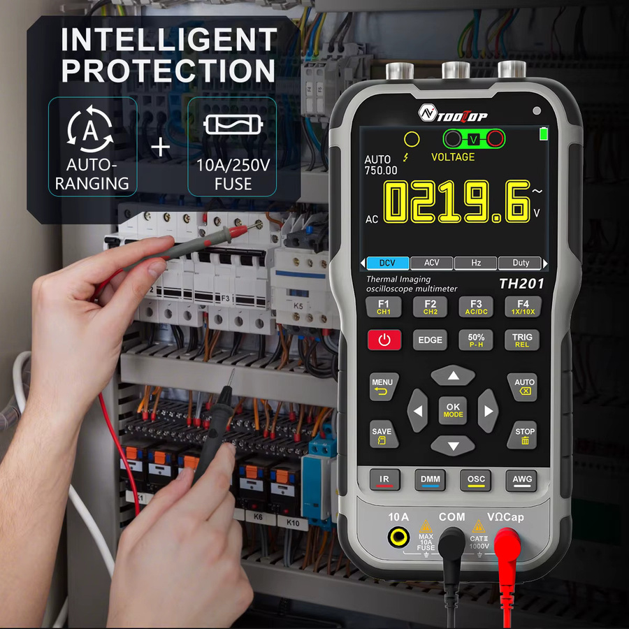 TOOLTOP TH201 4in1 Messgerät mit 3,2-Zoll-Wärmebildkamera, Makroobjektiv, 2-Kanal-Oszilloskop, 20.000 Zählungen, digitalem Multimeter und Signalquelle - Bild 3
