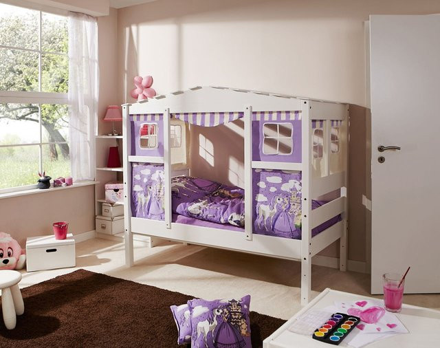 TICAA Hausbett MINI Prinzessin aus Kiefernholz in Lila inklusive Matratze, B/T/H: 90 x 200 x 151 cm - Bild 1
