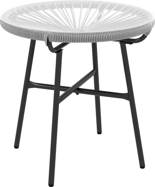 Outsunny Rattan Beistelltisch in Schwarz und Grau mit Glastischplatte, runder Bistrotisch im Boho-Stil für Terrasse, Balkon und Garten, B/T/H: 50 x 50 x 50 cm - Bild 1