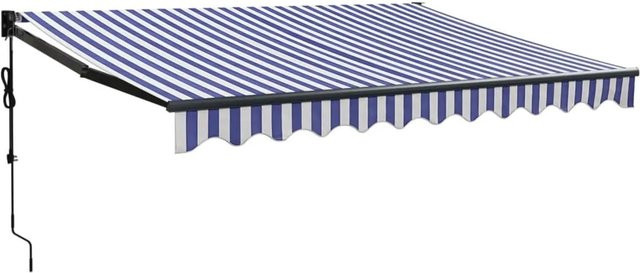 Furnicato Elektrische Markise mit Kurbel aus Polyester und Aluminium in Blau und Weiß, B: 3 m, H: 2,5 m - Bild 1