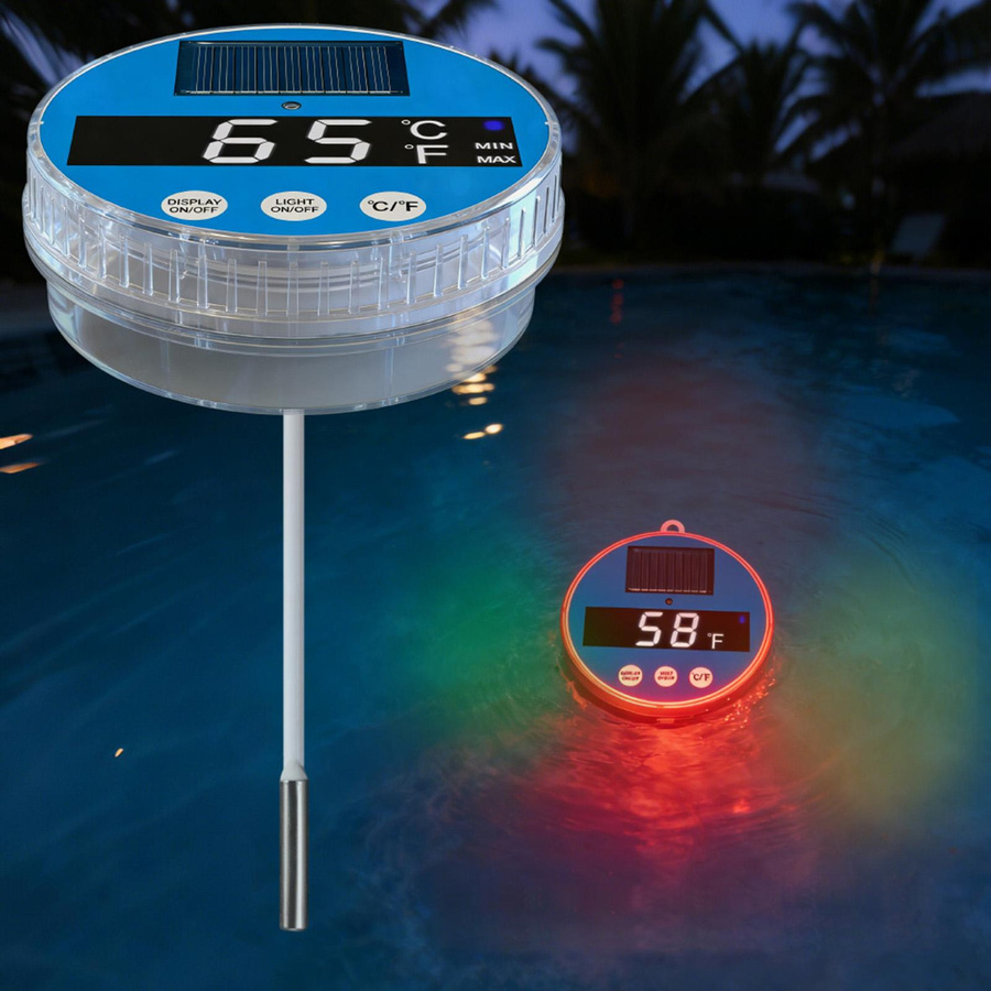 Solarbetriebenes digitales Poolthermometer mit LED-Farblicht und schwimmender Temperaturmessung - Bild 5
