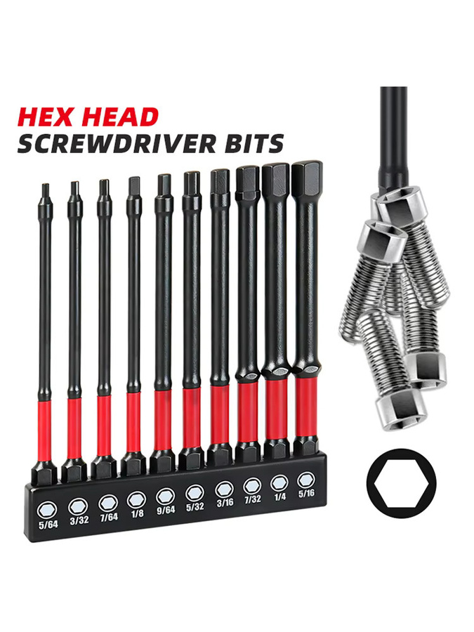 Onmaiwei Sechskant-Inbusschlüssel-Bit-Set mit magnetischem 1/4 Zoll Sechskantschaft, metrisch und SAE, 50–100 mm Länge - Bild 7