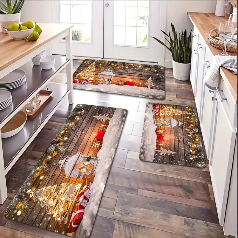 VIKAMA Weihnachten Schnee Szene Teppich Set aus 2 Stück, Mehrfarbig, B/T: 60 x 40 cm - Bild 3