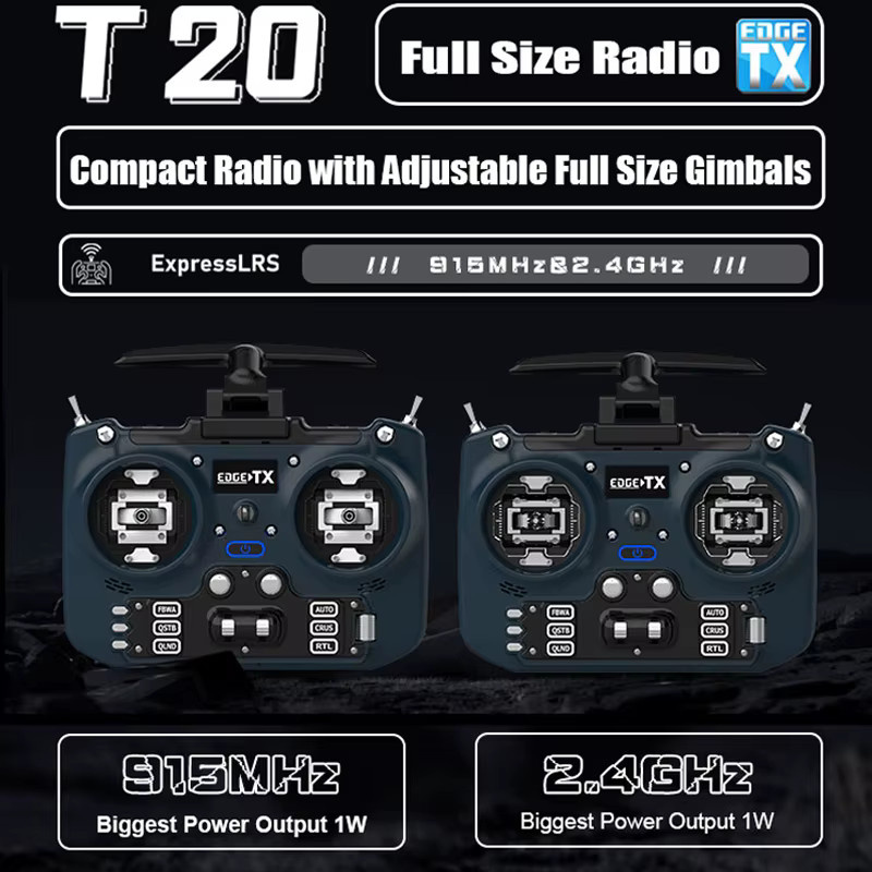 Jumper T20S T20 V2 ELRS Radio Sender mit Hall Sensor Gimbal und EdgeTX in Blau für RC FPV Drohnen und Flugzeuge - Bild 4