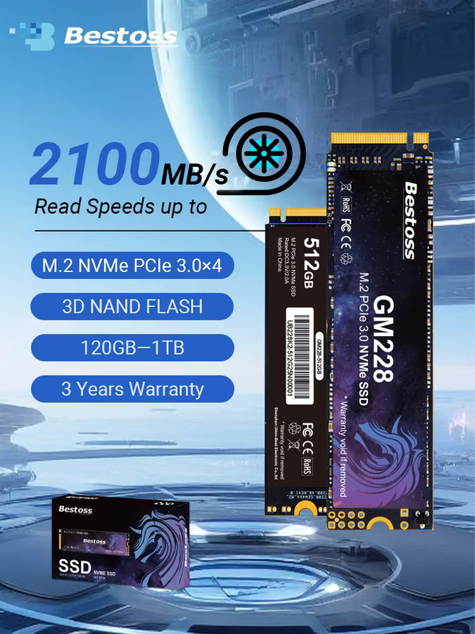 Bestoss PCIe 3.0 NVMe M.2 2280 SSD Gen3 Solid-State-Laufwerk für PC und Laptop in Schwarz - Bild 6