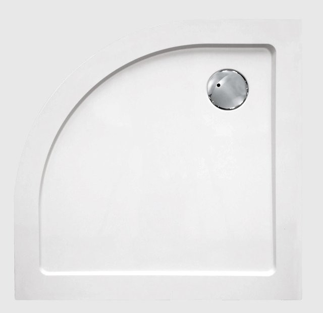 Sanotechnik Duschwanne Viertelkreis aus Mineralguss in Weiß, B/T: 80 x 80 cm, extraflach - Bild 1