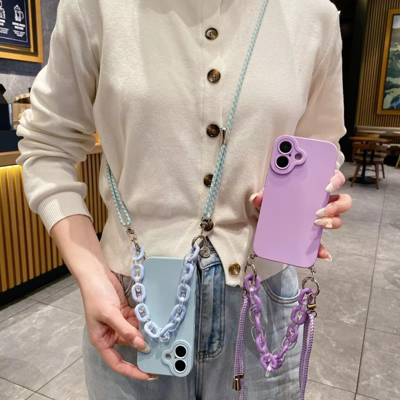 Luxus TPU Crossbody Lanyard Case für Xiaomi 15T Pro Mi 14T Redmi 15 15C Note 14 13 POCO F8 X7 mit Armband und Kette in Pink - Bild 3