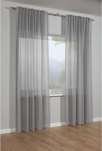 Bennetti Schal mit Gardinenband in Silbergrau, halbtransparent, Uni, B: 140 cm, H: 175 cm - Bild 1