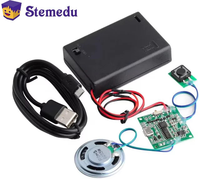 stemedu Beschreibbares Soundmodul, Musik-Sprachplayer, mit Lautsprecher-Tastensteuerung - Bild 1