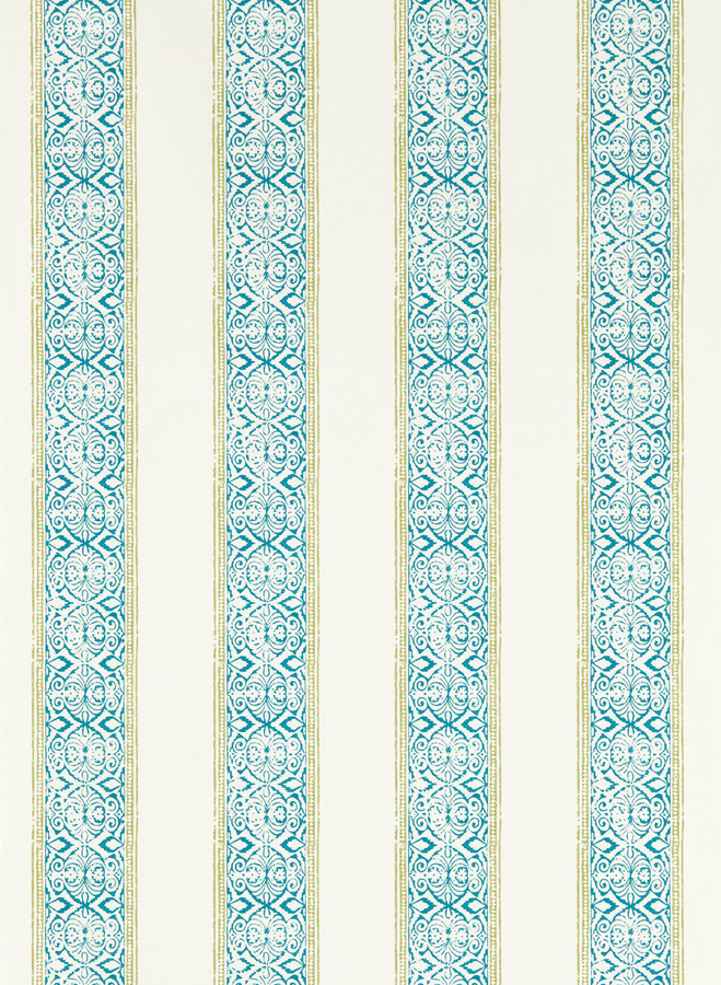 Clarke & Clarke Tapete Kalamkari in Petrol und Türkis, Vlies, Abstraktes Design - Bild 1